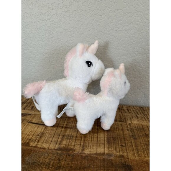 Unicorn Plush Lot Of 2 Stuffed Toys White Pink 7" Mom Baby Perfecto Designs - Picture 4 of 8